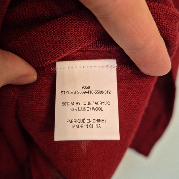 Laura Women's Red Quiet Luxury Semi Sheer Wool-Blend Scoop Neck Sweater Size M - Picture 5 of 5